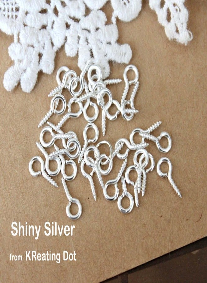 KReating Dot | 50 Pcs Shiny Silver Screw Eye Pins 5x10mm with 50 Jump Rings | Eyelets Screw Threaded Clasp Hooks for Making Pendants, Beads, Jewellery Findings DIY Craft (KRBSS-50) - Image 3